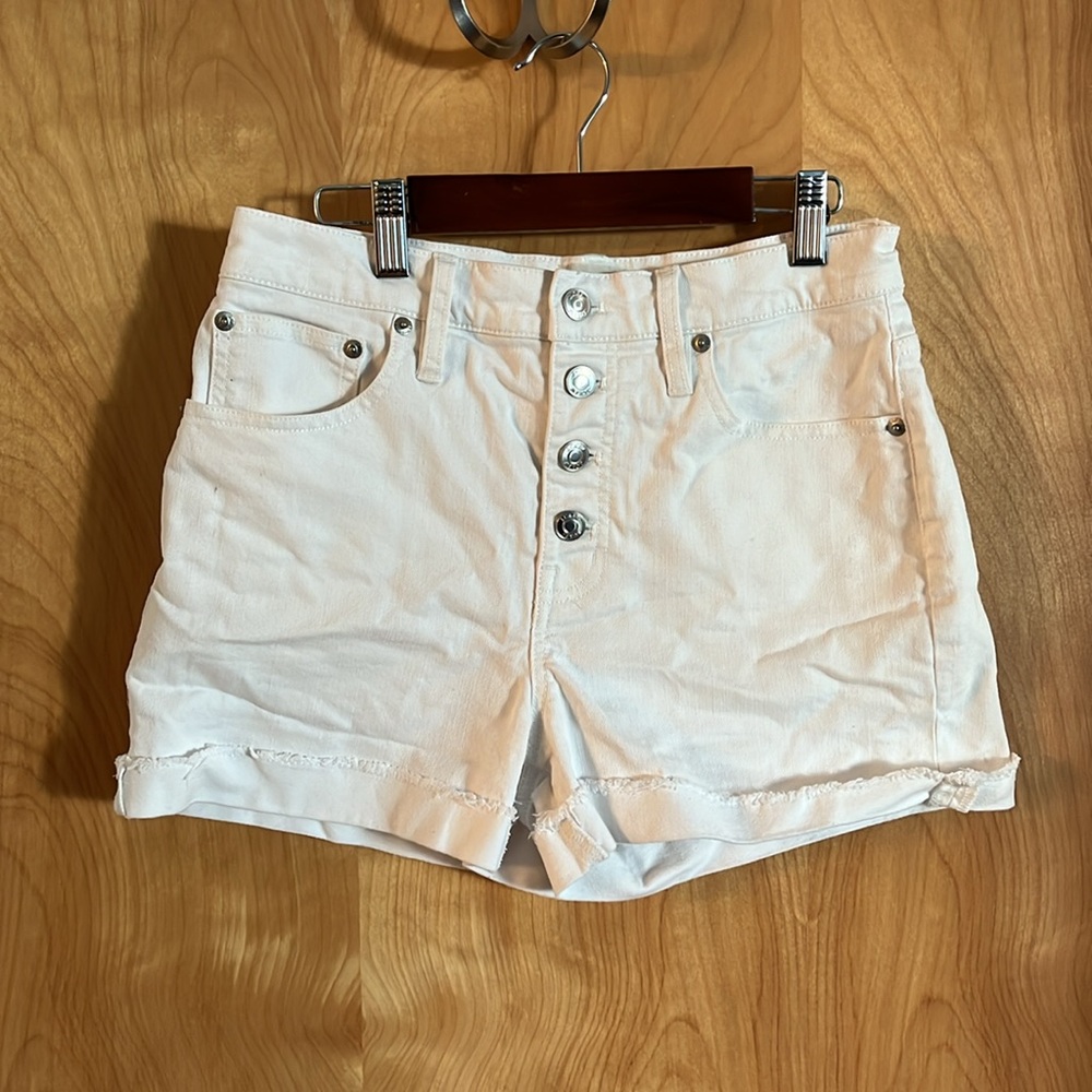 J. Crew white denim button fly shorts size 26